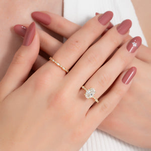 The Jasmine Set With A 1 Carat Oval 18K Yellow Gold Lab Diamond