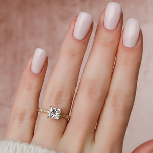 The Jasmine Set With A 1 Carat Princess 14K Rose Gold Lab Diamond