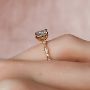 The Jasmine Set With A 1 Carat Princess 14K Rose Gold Lab Diamond