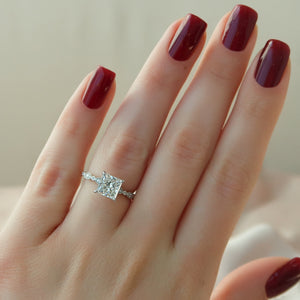 The Jasmine Set With A 1 Carat Princess 14K White Gold Lab Diamond