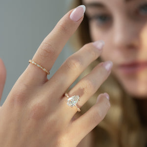 The Jasmine Set With A 1 Carat Pear 14K Rose Gold Lab Diamond