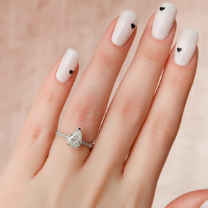 The Jasmine Set With A 1 Carat Pear 18K White Gold Lab Diamond