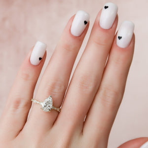 The Jasmine Set  With A 2 Carat Pear 14K Yellow Gold Moissanite