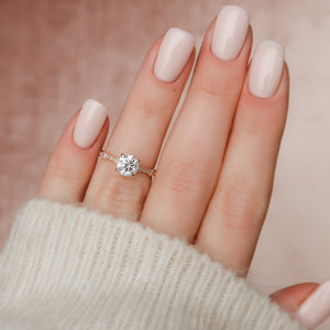 The Jasmine Set With A 1 Carat Round 14K Rose Gold Lab Diamond