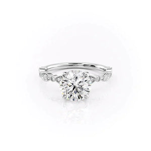The Jasmine Set  With A 1.5 Carat Round 18K White Gold Moissanite