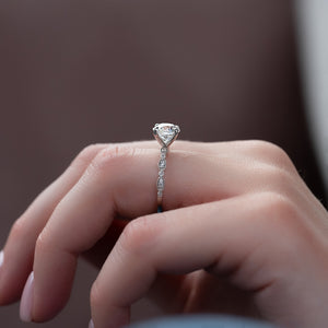 The Jasmine Set With A 1 Carat Round 18K White Gold Lab Diamond