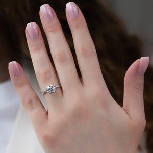 The Jasmine Set With A 1 Carat Round 18K White Gold Lab Diamond