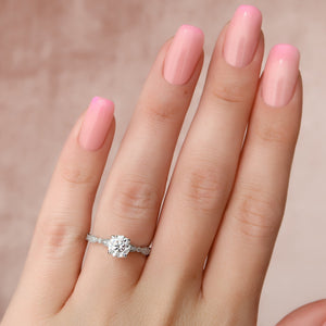 The Jasmine Set With A 1 Carat Round 18K White Gold Lab Diamond