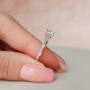 The Jasmine Set With A 1 Carat Round 18K White Gold Lab Diamond