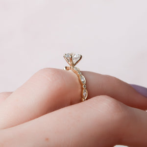 The Jasmine Set With A 1 Carat Round 18K Yellow Gold Lab Diamond