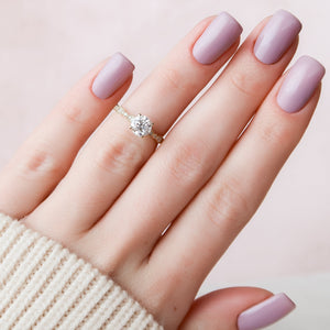 The Jasmine Set With A 1 Carat Round 18K Yellow Gold Lab Diamond