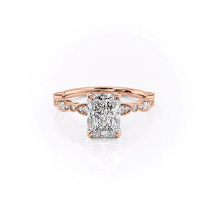 The Jasmine Set With A 2.5 Carat Radiant 14K Rose Gold Lab Diamond