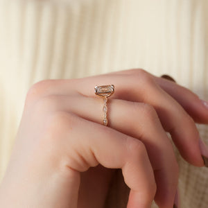 The Jasmine Set With A 1 Carat Radiant 14K Rose Gold Lab Diamond