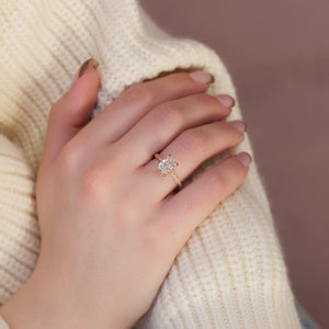 The Jasmine Set With A 1 Carat Radiant 14K Rose Gold Lab Diamond