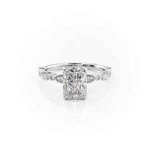 The Jasmine Set With A 1 Carat Radiant 18K White Gold Lab Diamond