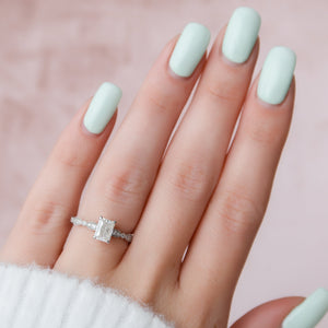 The Jasmine Set With A 1 Carat Radiant 18K White Gold Lab Diamond