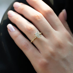The Jasmine Set With A 1 Carat Radiant 18K Yellow Gold Lab Diamond