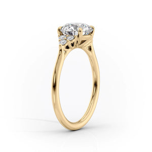 The Scarlett Set  With A 2.5 Carat Cushion 18K Yellow Gold Moissanite