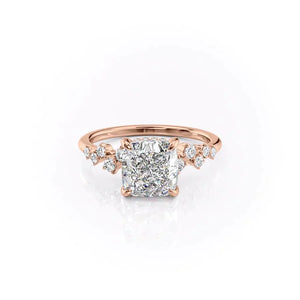 The Mia Set With A 2.5 Carat Cushion 14K Rose Gold Lab Diamond
