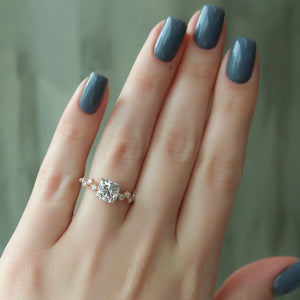 The Mia Set With A 1 Carat Cushion 14K Rose Gold Lab Diamond