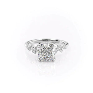 The Mia Set With A 2 Carat Cushion 18K White Gold Lab Diamond