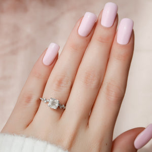 The Mia Set With A 1 Carat Cushion 14K White Gold Lab Diamond