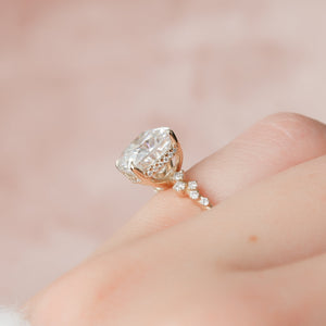 The Mia Set With A 1 Carat Cushion 18K Yellow Gold Lab Diamond