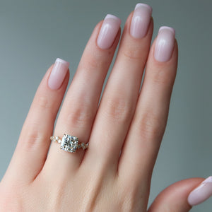 The Mia Set With A 1 Carat Cushion 18K Yellow Gold Lab Diamond