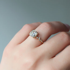 The Mia Set With A 1 Carat Cushion 18K Yellow Gold Lab Diamond