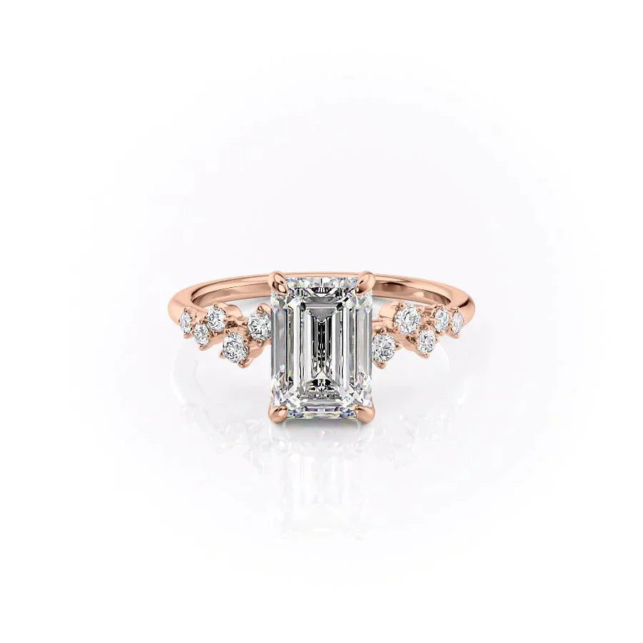The Mia Set With A 2.5 Carat Emerald 14K Rose Gold Lab Diamond