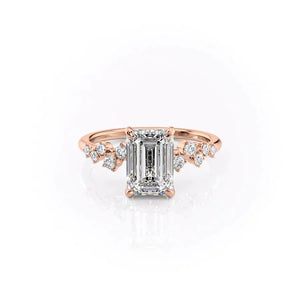 The Mia Set With A 2.5 Carat Emerald 14K Rose Gold Lab Diamond