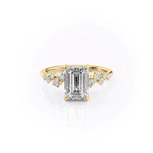 The Mia Set With A 2 Carat Emerald 18K Yellow Gold Lab Diamond