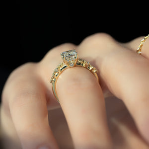 The Mia Set With A 1 Carat Emerald 18K Yellow Gold Lab Diamond