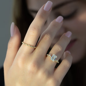 The Mia Set With A 1 Carat Emerald 18K Yellow Gold Lab Diamond