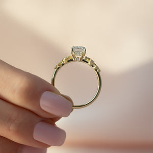 The Mia Set With A 1 Carat Emerald 18K Yellow Gold Lab Diamond