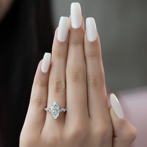 The Mia Set With A 1 Carat Marquise 18K White Gold Lab Diamond