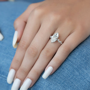 The Mia Set With A 1 Carat Marquise 18K White Gold Lab Diamond