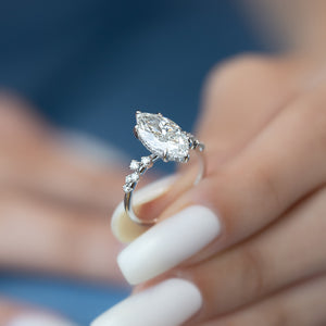 The Mia Set With A 1 Carat Marquise 18K White Gold Lab Diamond