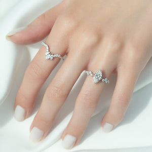 The Mia Set With A 1 Carat Marquise 18K White Gold Lab Diamond