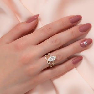 The Mia Set With A 1 Carat Marquise 18K Yellow Gold Lab Diamond
