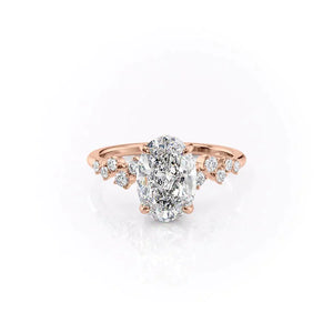 The Mia Set With A 1 Carat Oval 14K Rose Gold Lab Diamond
