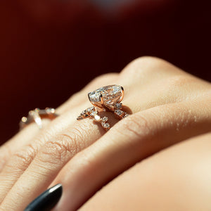 The Mia Set With A 1 Carat Oval 14K Rose Gold Lab Diamond