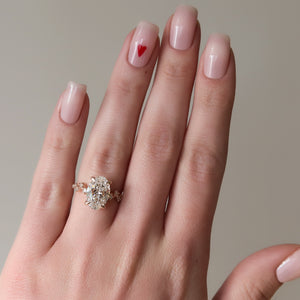 The Mia Set With A 1 Carat Oval 14K Rose Gold Lab Diamond