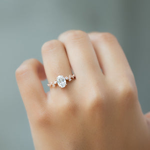 The Mia Set With A 1 Carat Oval 14K Rose Gold Lab Diamond
