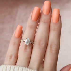 The Mia Set With A 1 Carat Oval 14K Rose Gold Lab Diamond