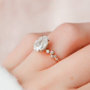 The Mia Set With A 1 Carat Oval 14K Rose Gold Lab Diamond