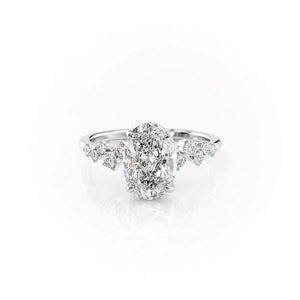 The Mia Set With A 2 Carat Oval 18K White Gold Lab Diamond