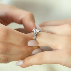 The Mia Set With A 1 Carat Oval 18K White Gold Lab Diamond