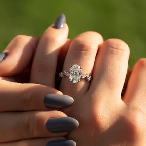 The Mia Set With A 1 Carat Oval 18K White Gold Lab Diamond