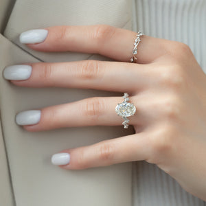 The Mia Set With A 1 Carat Oval 18K White Gold Lab Diamond